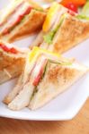 Sandwich With Bacon And Vegetables Stock Photo