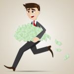 Cartoon Businessman Carrying Money Cash Stock Photo