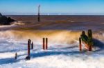 Reculver Sea Defences Have Seen Better Days Stock Photo