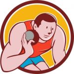 Shot Put Track And Field Athlete Circle Cartoon Stock Photo