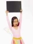 Girl Holding Blank Board Stock Photo