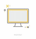 Thin Line Icons, Monitor Stock Photo