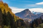 Orange Trees, And Mountains With Mont Blanc Behind Stock Photo