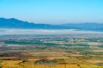 Landscape Of Mountain With The Clouds And Fog Stock Photo