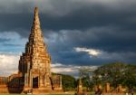 Ancient Buddhist Temple Building In Ayutthaya, Thailand Stock Photo