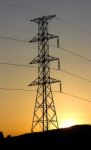 Electric Line And Sunset Stock Photo