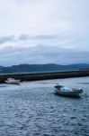 Two Small Boats In Harbor Stock Photo