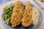 Meat And Vegetables Zucchini Halves Stock Photo