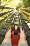 Man Driven Cable Car Of Extream Game In Even Holiday Weekend Stock Photo