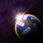 Honduras  Flag On 3d Football With Rising Sun Stock Photo