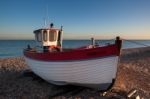 Fishing Boat On Dungeness Beach Stock Photo