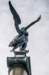 Angel On Top Of A Column On The Cechuv Most Bridge In Prague Stock Photo