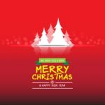 Merry Christmas With  Tree On Red Background Stock Photo