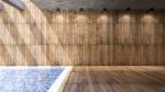 Room Interior Wooden And Pool Stock Photo