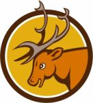 Stag Deer Buck Head Circle Cartoon Stock Photo