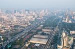 View Of Bangkok Cityscape, Bangkok The Capital City Of Thailand Stock Photo