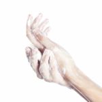 Woman Washes Her Hands. Pictured Female Hands In Soapsuds. Isola Stock Photo