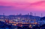 Oil Refinery At Twilight Stock Photo