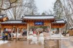 Nami Island - South Korea - January 19: Tourists Arrived In Nami Island By A Ferry On January 19, 2015 In Nami Island, South Korea Stock Photo