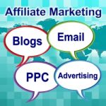 Affiliate Marketing Represents Join Forces And Associate Stock Photo