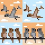 Pixel Art Bird Stock Photo