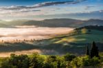 Early Morning In Val D'orcia Stock Photo