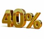 3d Gold 40 Forty Percent Discount Sign Stock Photo