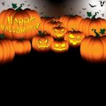 Happy Halloween Pumpkin On Black Night Sky Background Stock Photo