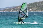 Windsurfing At Porto Pollo In Sardinia Stock Photo