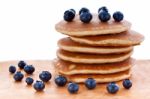 Stack Of Pancakes With Fresh Blueberries Stock Photo