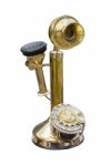 Antique Golden Brass Telephone Stock Photo