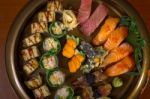 Fresh Sushi Choice Combination Assortment Selection Stock Photo