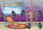 Cartoon  Illustration Interior Fitness Room With Separated Layers Stock Photo