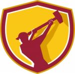 Demolition Worker Sledgehammer Crest Retro Stock Photo