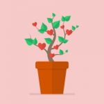 Plant With Hearts Flat Icon Stock Photo