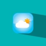 Cloud And Sun Button Icon Flat   Illustration  Stock Photo