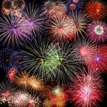 Frame Of Firework Scatter On Black Background Stock Photo