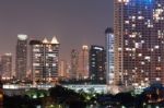 Night Architecture Business Office Building And  Modern Complex Stock Photo