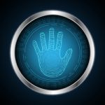 Technology Cyber Security Hand Palm Circle Stock Photo