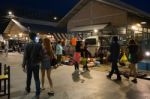 Tourists Walk To Shop At Night Market Srinakarin Road Or Train M Stock Photo