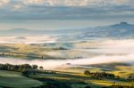 Sunrise Over Val D'orcia In Tuscany Stock Photo