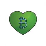 Cryptocurrency Bitcoin Love Heart Thin Line Flat Design Icon Vec Stock Photo