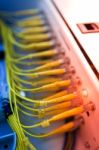 Fiber Optic With Servers In A Technology Data Center Stock Photo