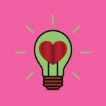 Heart Love Light Bulb Flat Design Icon  Illustration Stock Photo