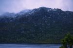 Cradle Mountain In Tasmania On A Cloudy Day Stock Photo