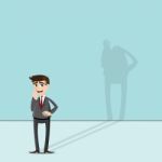 Cartoon Businessman With Headless Shadow Stock Photo