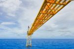 Flare Bridge From Gas Production Platform In Offshore In Under View Stock Photo