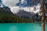 Canoes On Emerald Lake Stock Photo