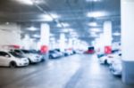 Abstract Blur Parking Car Indoor For Background Stock Photo