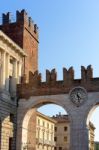 Ancient City Gate Of Verona Stock Photo